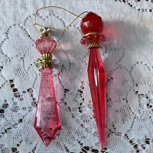 Vintage plastic pink icicle ornaments(2)